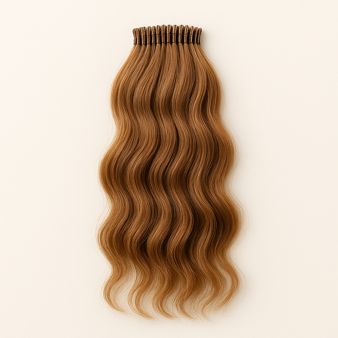 Mechones de cabello natural con puntas reforzadas preparados para extensiones micro ring con anillas